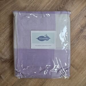 The Land of Nod Full/Queen Comforter Cover Purple Plaid Cotton NEW